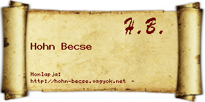 Hohn Becse névjegykártya